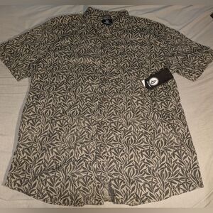 Volcom Men's Leaf Pattern Shirt - Black and Gray Size XXL